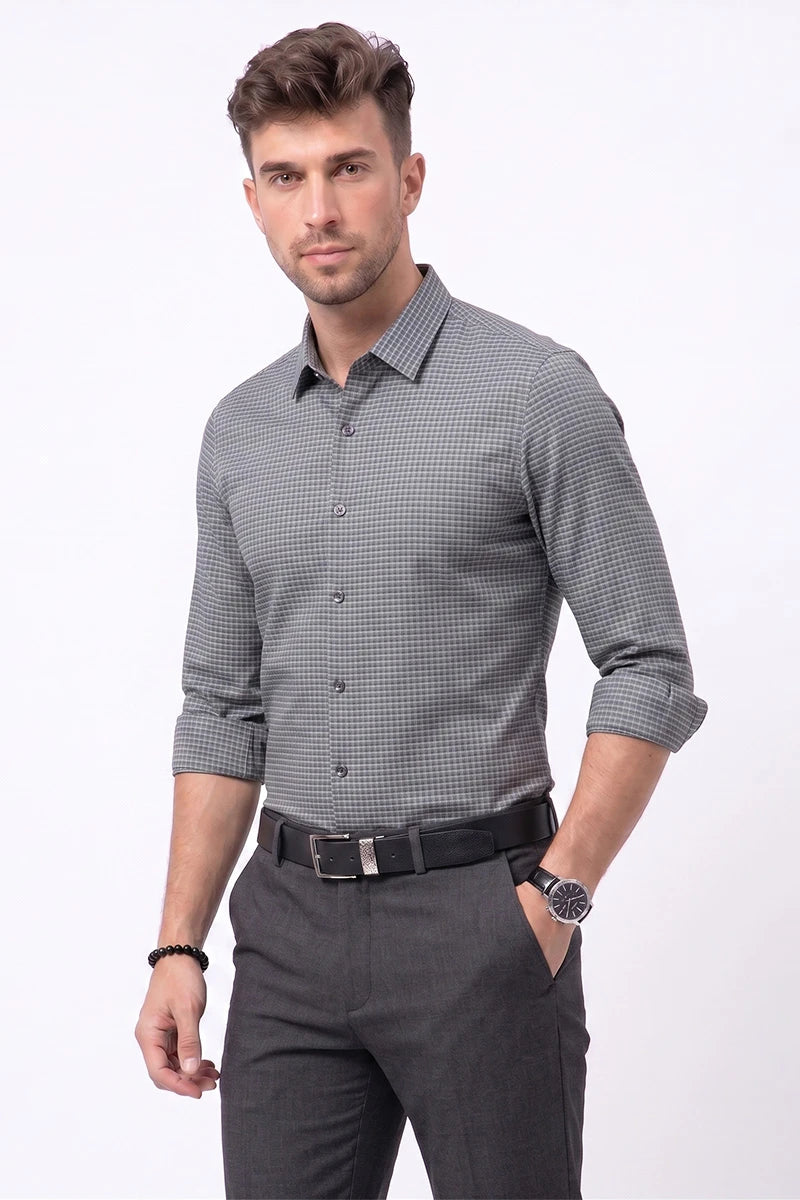 Grey Micro Check Shirt