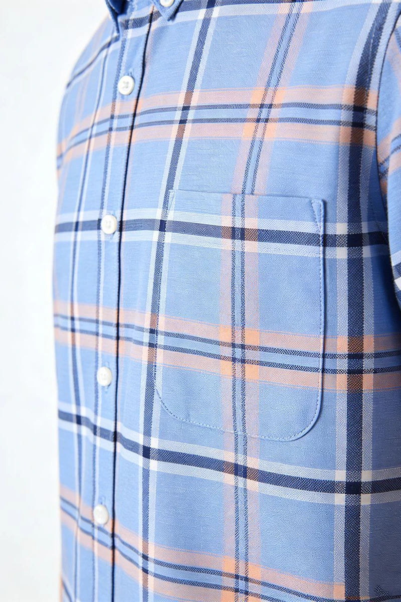 Sky Blue Plaid Check Shirt