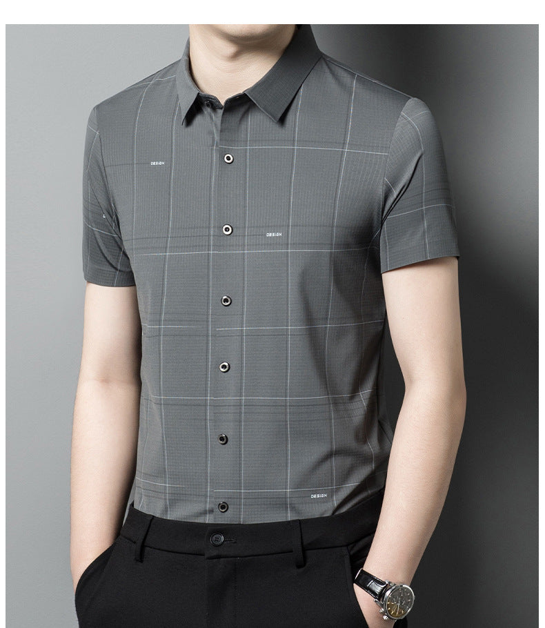 Grey Checked Short Sleeve Shirt