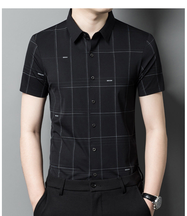 Black Checked Short Sleeve Shirt
