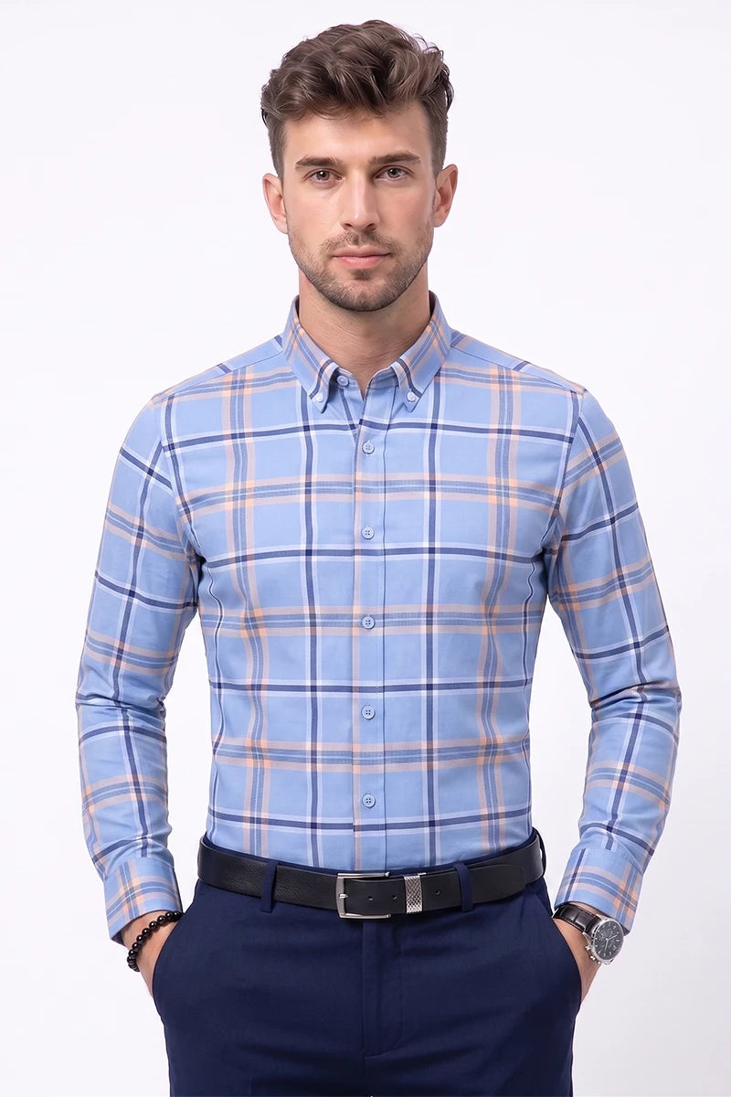 Sky Blue Plaid Check Shirt