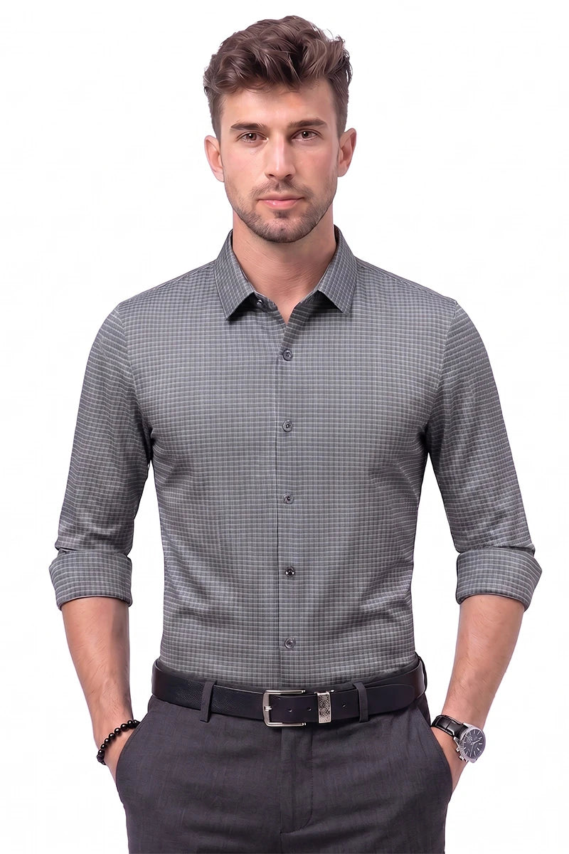 Grey Micro Check Shirt