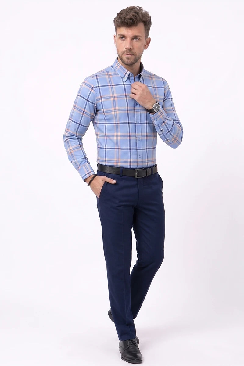 Sky Blue Plaid Check Shirt