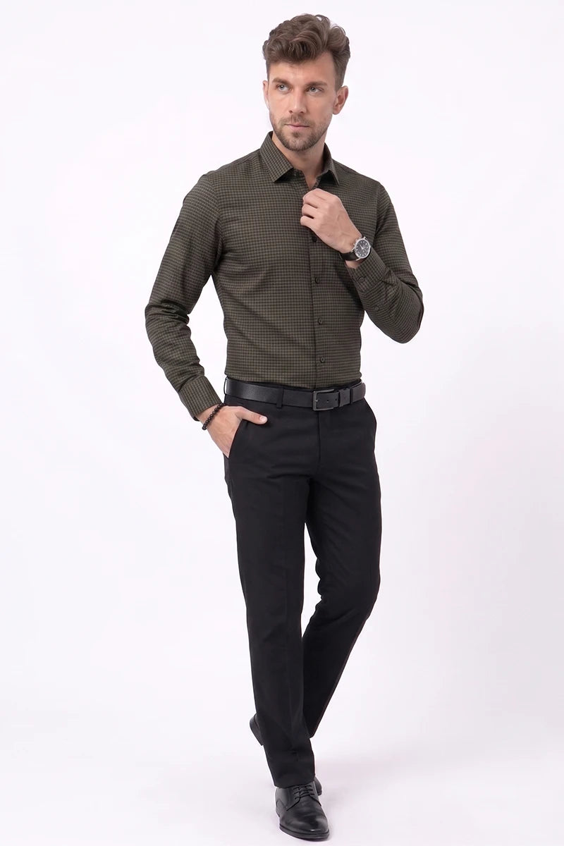 Olive Micro Check Shirt