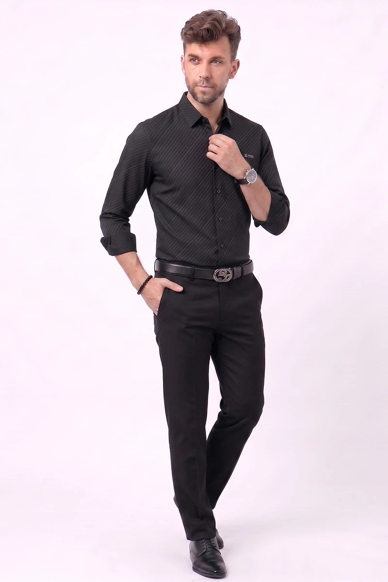 Black Diagonal Striped Shirt