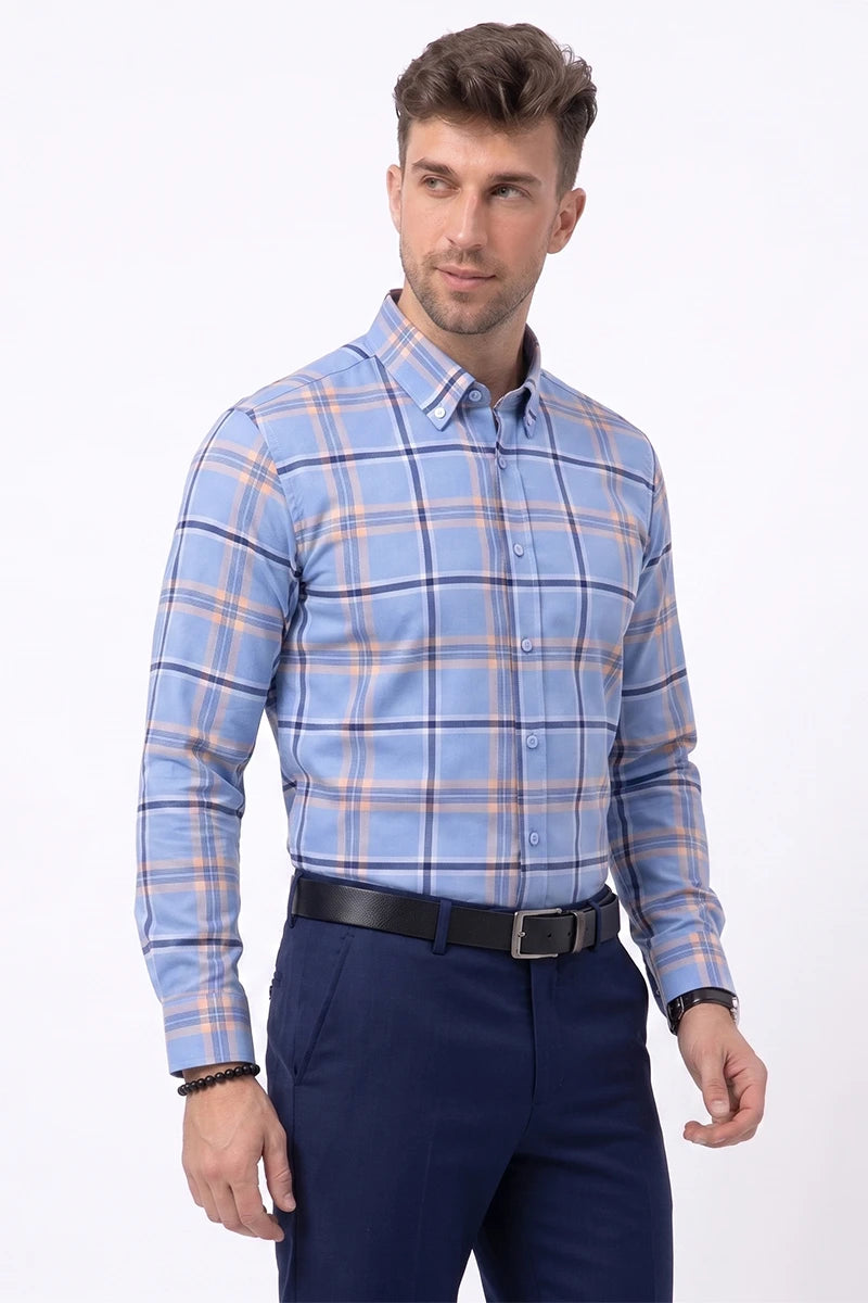 Sky Blue Plaid Check Shirt
