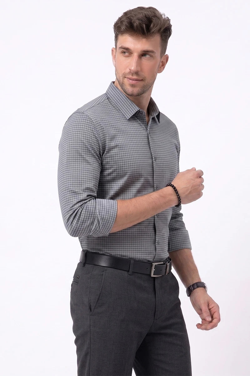 Grey Micro Check Shirt
