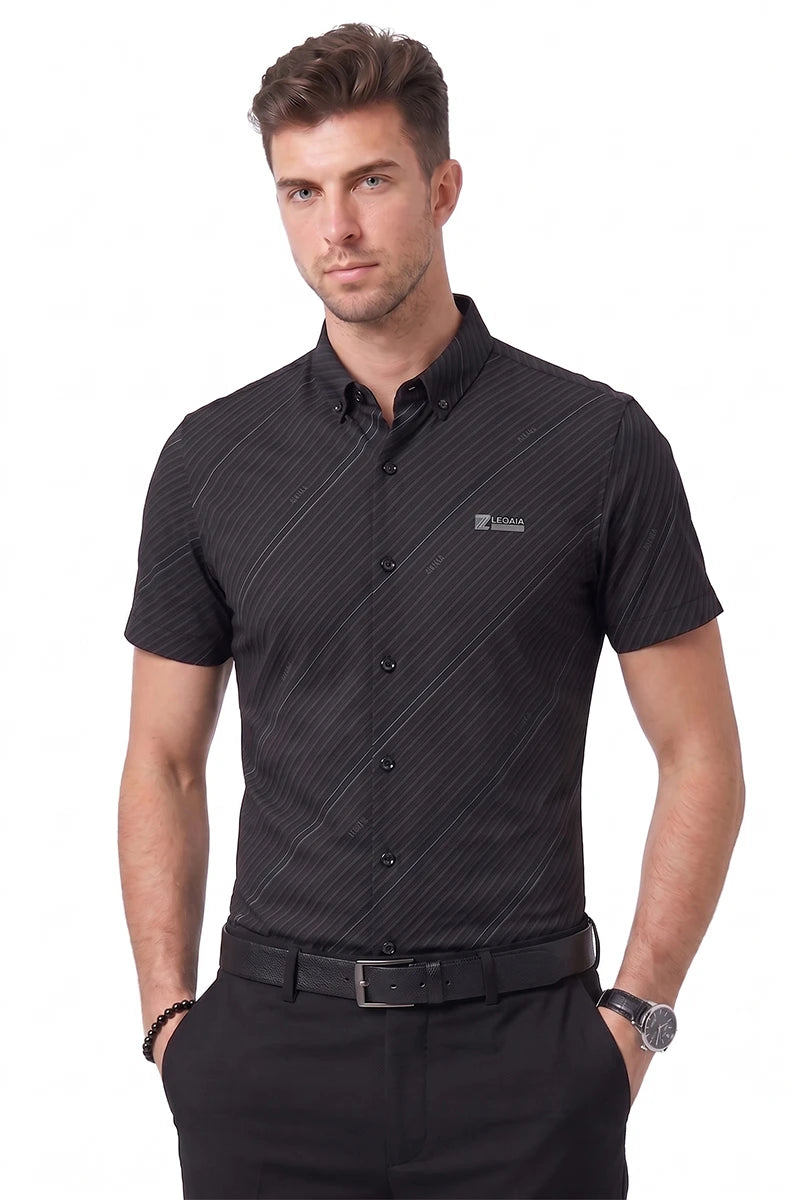 Black Diagonal Striped Shirt
