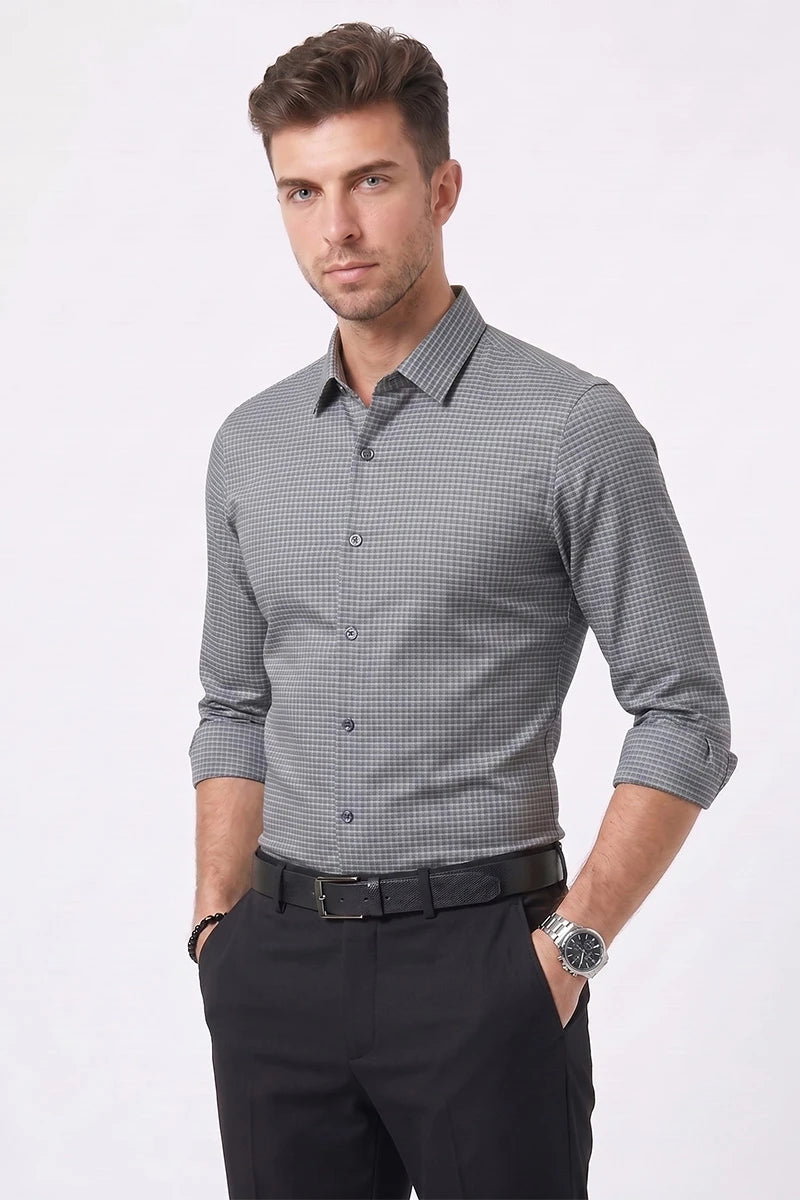 Grey Micro Check Shirt