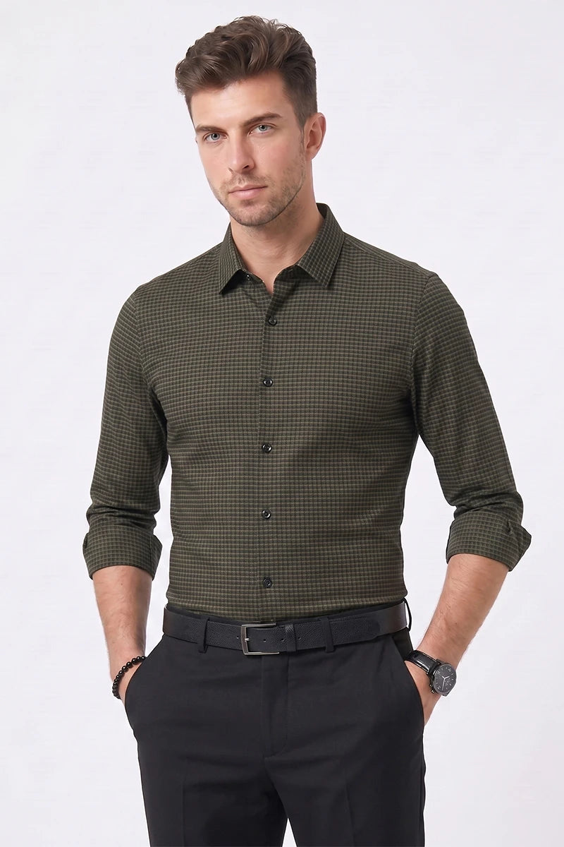 Olive Micro Check Shirt