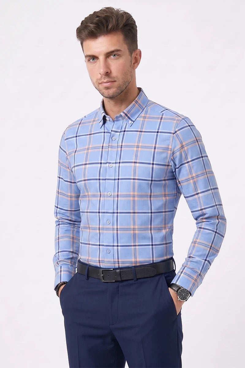 Sky Blue Plaid Check Shirt