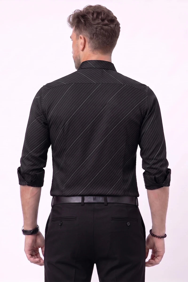 Black Diagonal Striped Shirt