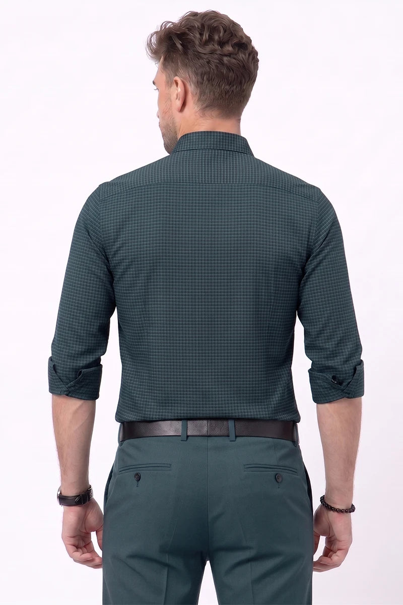 Dark Green Micro Check Shirt