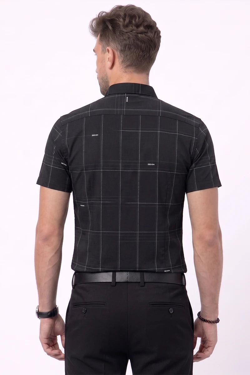 Black Checked Short Sleeve Shirt