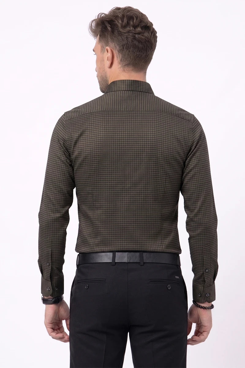 Olive Micro Check Shirt
