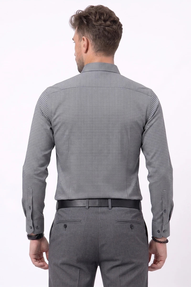 Grey Micro Check Shirt
