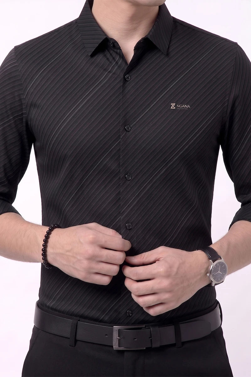Black Diagonal Striped Shirt