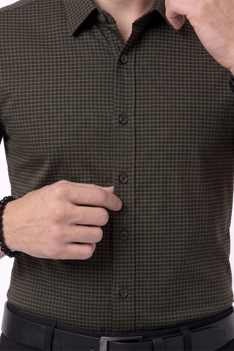Olive Micro Check Shirt