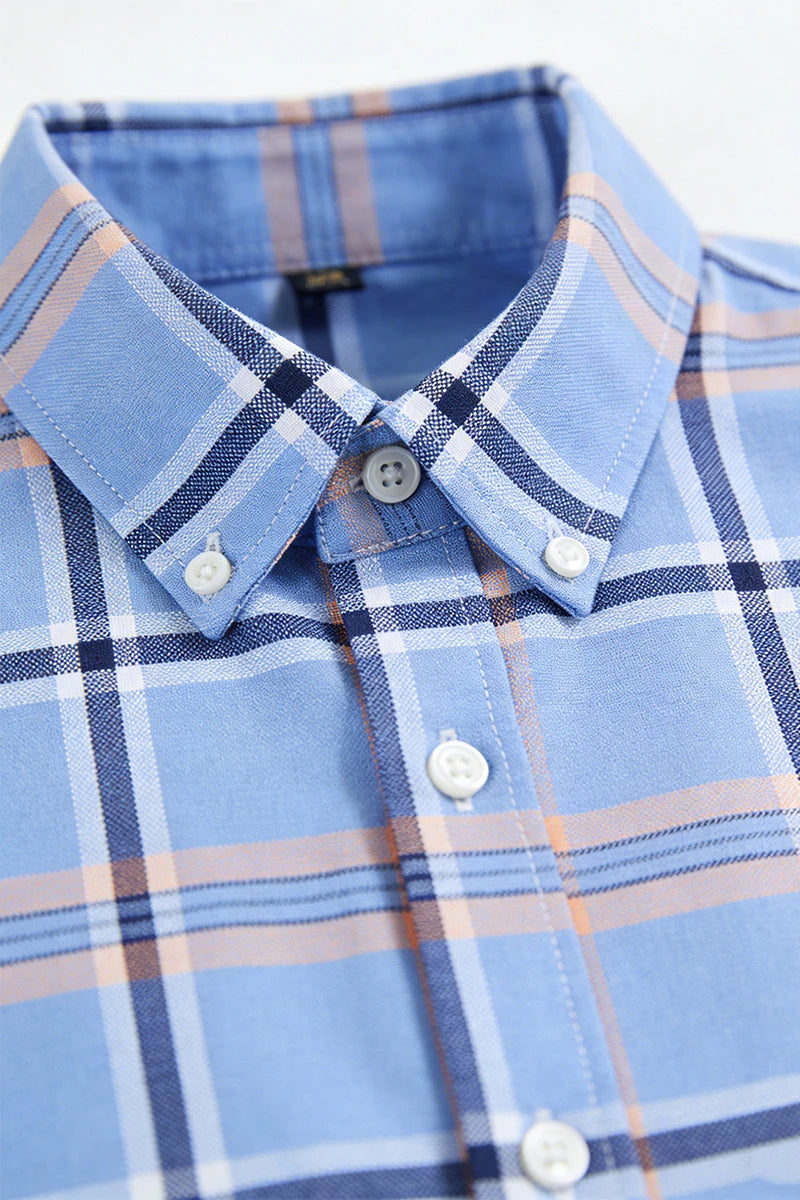 Sky Blue Plaid Check Shirt
