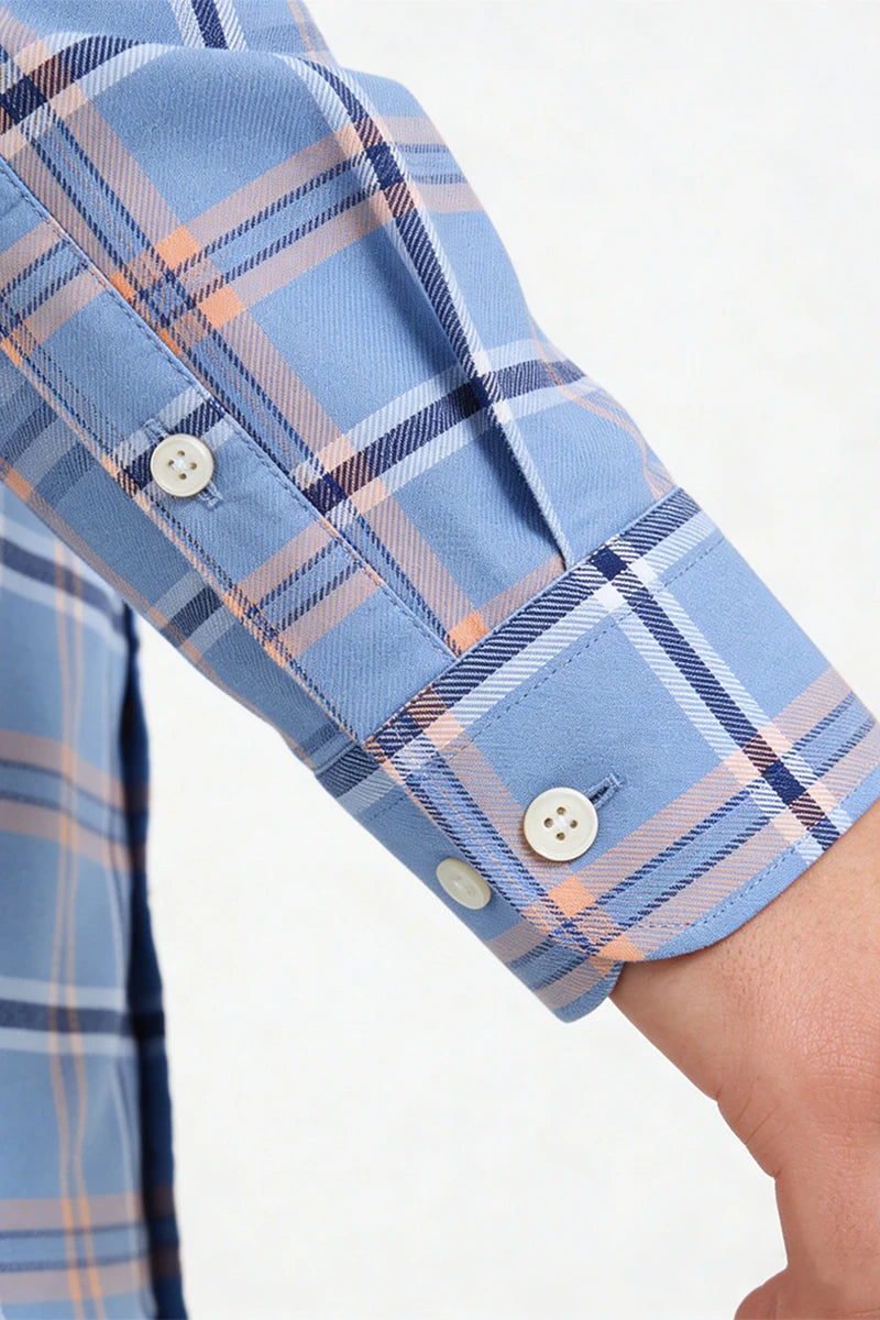 Sky Blue Plaid Check Shirt