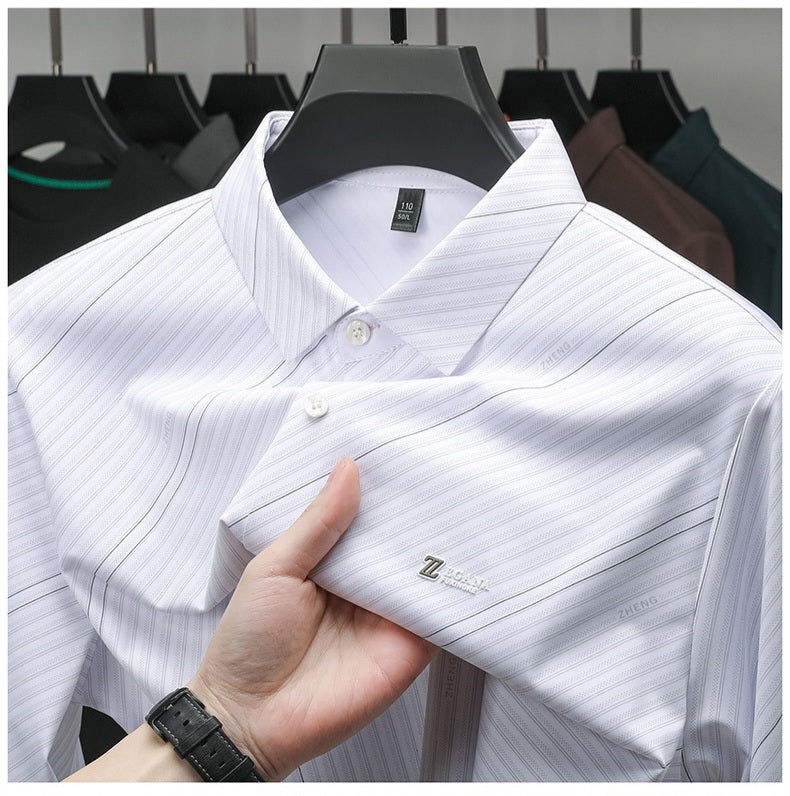 White Diagonal Striped Shirt