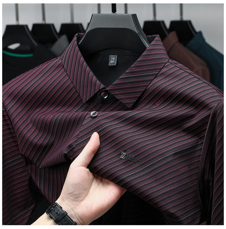 Wine Diagonal Striped Shirt