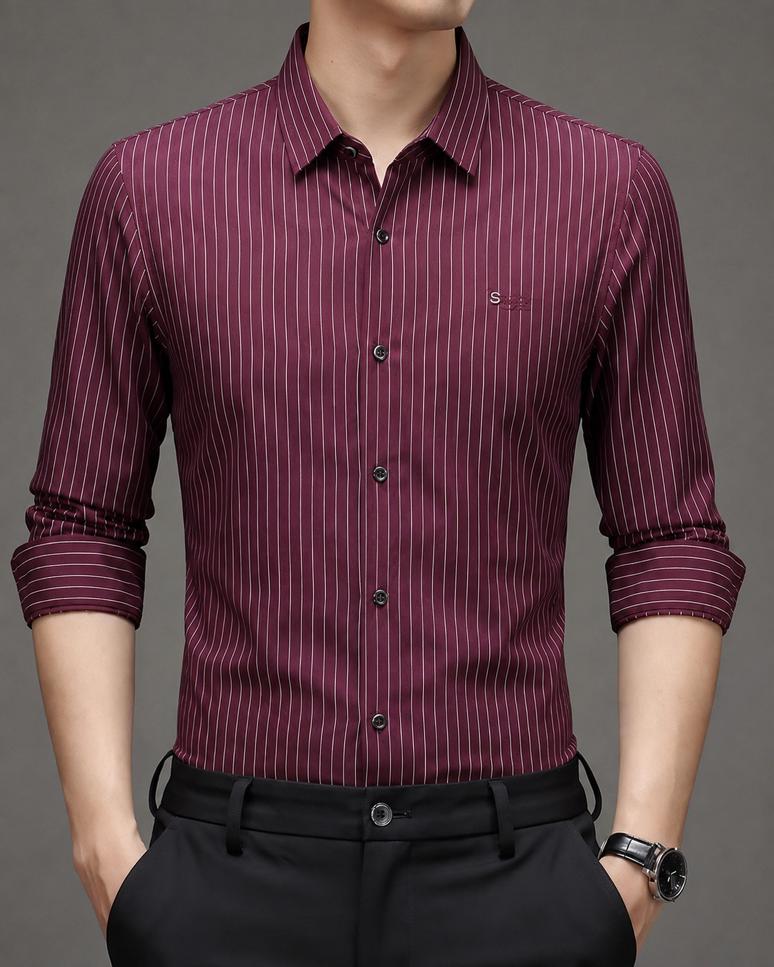 Wine Striped Shirt
